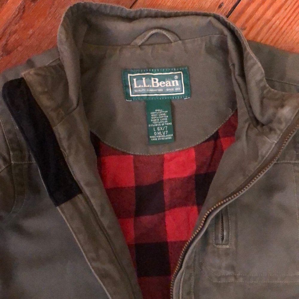 ❌sold❌ Vtg  LL Bean size L 6x/7 Cotton Army Jacket classic rugged preppy - Picture 11 of 13